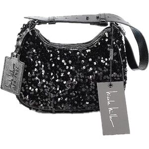Nicole Miller New York. Black Sequin hobo shoulder bag. NEW NWT